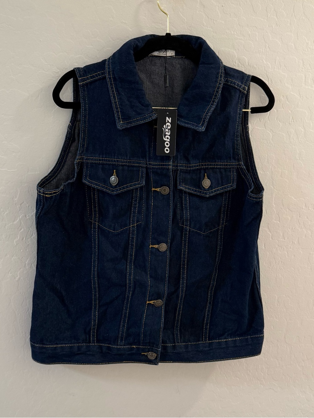 Classic Jean Denim Button Up Vest Nwt Everyday Essential — image 3 of 8